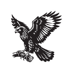 Minimal Buzzard Vector Silhouette - Buzzard Bird Illustration - Buzzard Art - Black and White Buzzard Design.