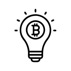Light Bulb with Bitcoin Symbol Inside Icon Design