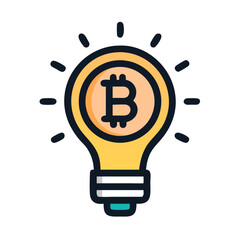 Light Bulb with Bitcoin Symbol Inside Icon Design