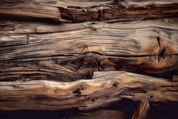 Dark brown old wood texture. Generative AI.
