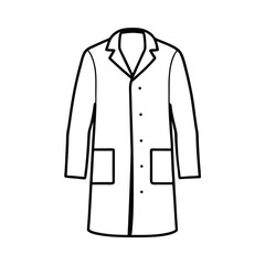White medical lab coat illustration isolated on white background vector outline style