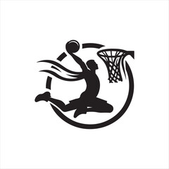 basketball vector silhouette line art logo design