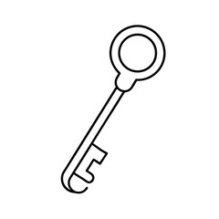 Key outline illustration minimalist design for security access and unlocking concepts
