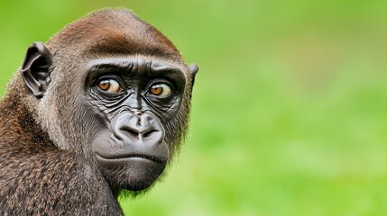 Obraz premium Close-up portrait of a gorilla, looking directly at the viewer with intense gaze