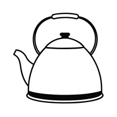 Black and white vector illustration of a classic kettle design graphic resource template