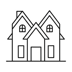 Minimalist home outline vector graphic with arch windows and double structure design