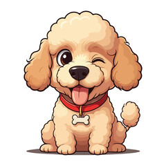 Cartoon Illustration of a Standing Cute Poodle Dog vector