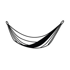 Minimalist hammock illustration black outline on white background ideal for summer vacation designs