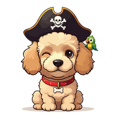 Cartoon Illustration of a Standing Cute Poodle Dog vector