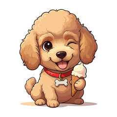 Cartoon Illustration of a Standing Cute Poodle Dog vector