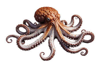 Realistic octopus illustration with detailed tentacles and texture.