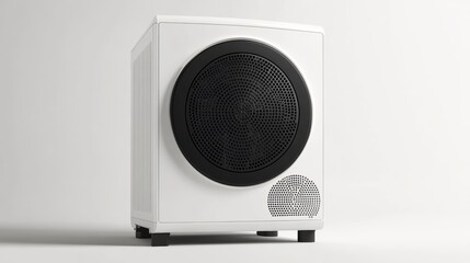 A high-efficiency electric dryer with energy-saving settings isolated on a pure white background, realistic lighting and shadow, ideal for cut-out and compositing