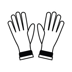 Simple vector illustration of protective gloves for various applications depicted in black and white