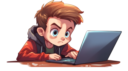 Illustration of a Young Child Experiencing Cyberbullying on Social Media Platform
