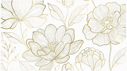 vector gold line flowers illustration  nature blos (1).eps
