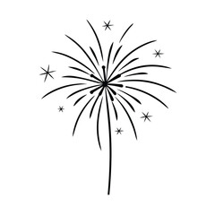 Black and white fireworks illustration sparkling starry explosion design for celebrations and festive events
