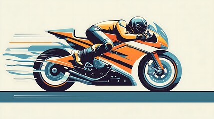 Fototapeta premium Racer Speeds on Modern Motorcycle.
