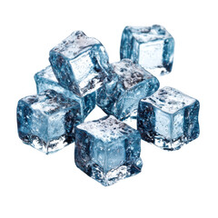 Pile of chilly ice cubes on transparent background