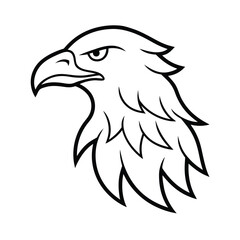 Stylized eagle head black and white outline illustration bold sharp lines emblem vector