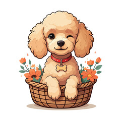 Cartoon Illustration of a Standing Cute Poodle Dog vector