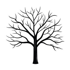 Obraz premium Silhouette vector illustration of a deciduous tree without leaves on a white background
