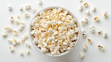 A home popcorn machine with large bowl isolated on a pure white background, realistic lighting and shadow, ideal for cut-out and compositing