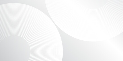 Modern white glowing geometric lines on gray background. Modern shiny blue circle background abstract