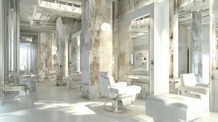 Modern salon design within a renovated industrial building.