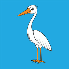 Cartoon Egret Vector Illustration