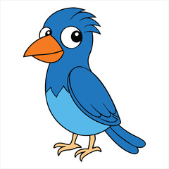 Cartoon blue throated barbet vector illustration.