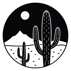 vector illustration of a cactus in the desert
