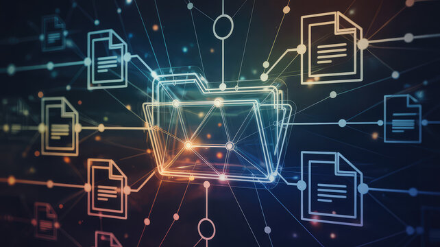 Digital Data Gateway: Visualize a sophisticated digital data network, where interconnected folders and documents symbolize a seamless flow of information.