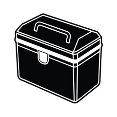 Black and white toolbox icon vector design for construction and home improvement projects