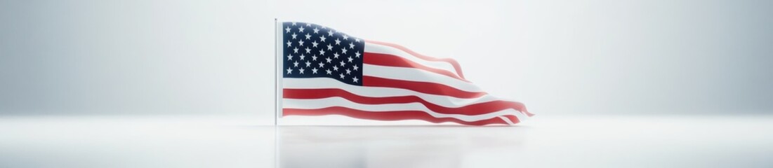 Fototapeta premium Pixelated American Flag Waving on White Background
