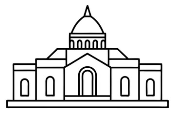 Architectural Model Line Art Vector Illustration