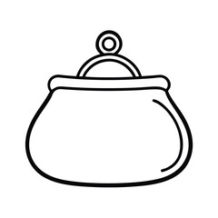 Coin purse outline vector illustration minimalist design finances saving and budgeting graphic resource