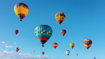 Obraz premium Colorful Hot Air Balloons In Blue Sky