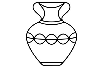 Decorative Vase Line Art Vector Illustration