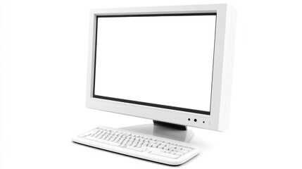 Fototapeta premium White mockup screen computer monitor display desktop.