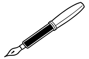 Fountain Pen Line Art Vector Illustration