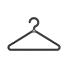 Minimalist outline of clothes hanger on white background simple wardrobe organization concept