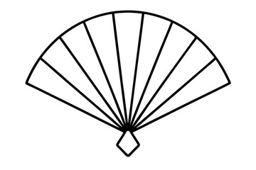 Hand Fan Line Art Vector Illustration