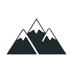 Flat Minimalist Mountain Icon with Snowy Peaks &ndash; Nature Landscape Symbol Design
