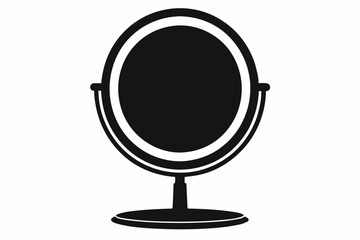 Fototapeta premium Round Mirror With Stand Silhouette Vector Illustration