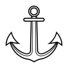 Nautical anchor vector illustration simple black outline design maritime symbol