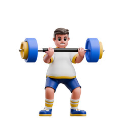 Obraz premium 3D Man Lifting Heavy Barbell with Effort