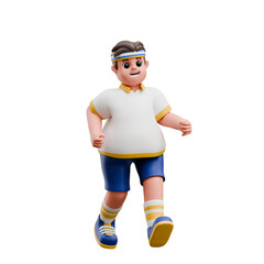 3D Man Jogging in Sporty Outfit with Headband