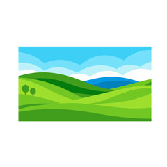 Fototapeta premium Rolling green hills with blue sky