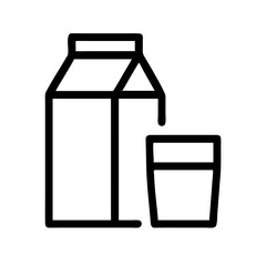 Milk Carton with Glass Beverage Icon Design