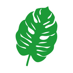 Monstera Tropical Leaf Silhouette Icon Design